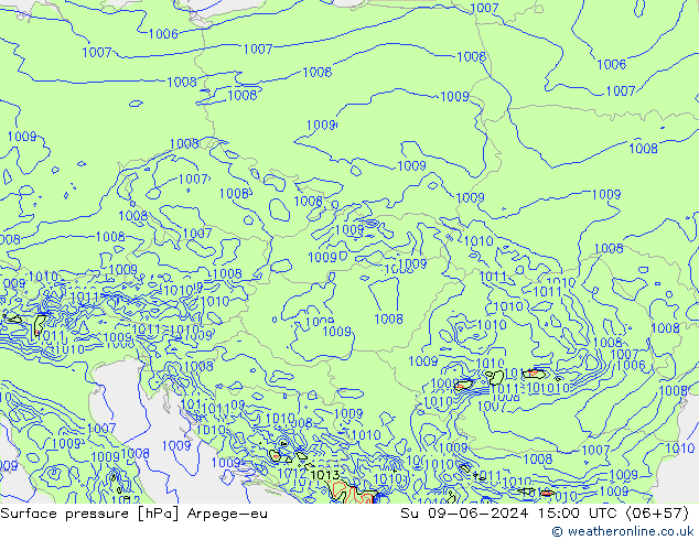 Luchtdruk (Grond) Arpege-eu zo 09.06.2024 15 UTC