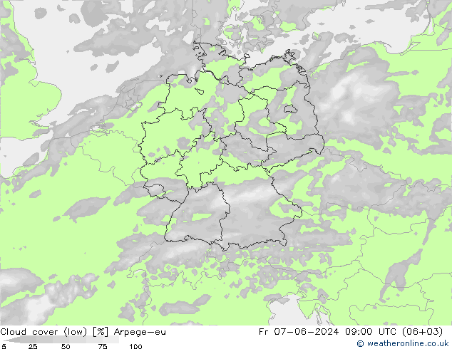 Wolken (tief) Arpege-eu Fr 07.06.2024 09 UTC