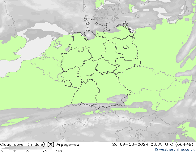 nuvens (médio) Arpege-eu Dom 09.06.2024 06 UTC