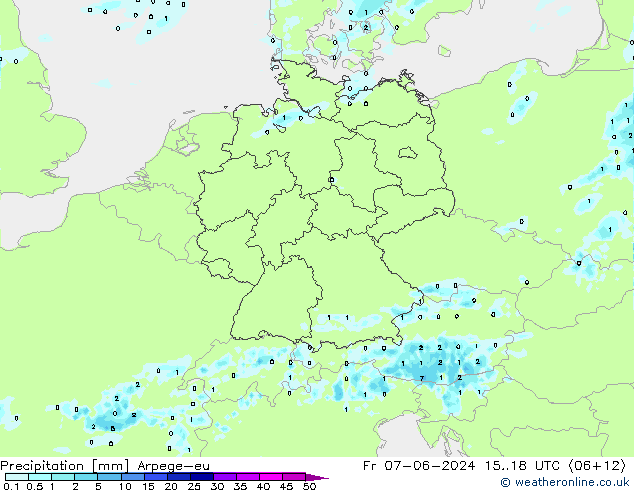 Precipitación Arpege-eu vie 07.06.2024 18 UTC