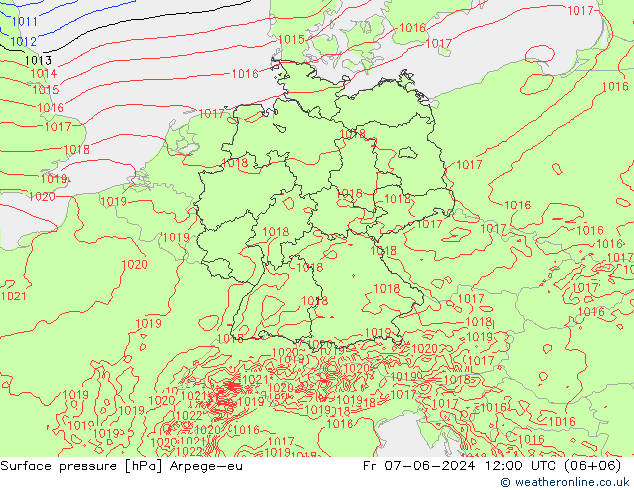 Surface pressure Arpege-eu Fr 07.06.2024 12 UTC