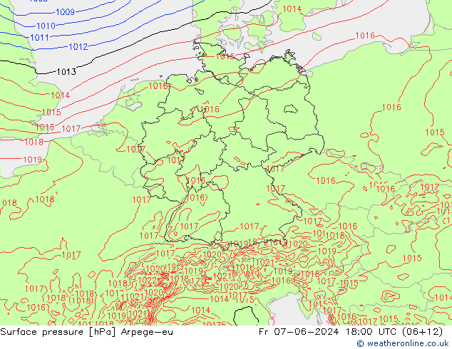 Luchtdruk (Grond) Arpege-eu vr 07.06.2024 18 UTC