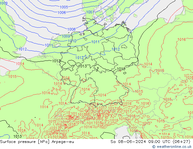 Bodendruck Arpege-eu Sa 08.06.2024 09 UTC