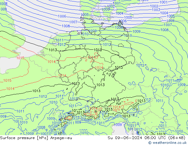 pressão do solo Arpege-eu Dom 09.06.2024 06 UTC