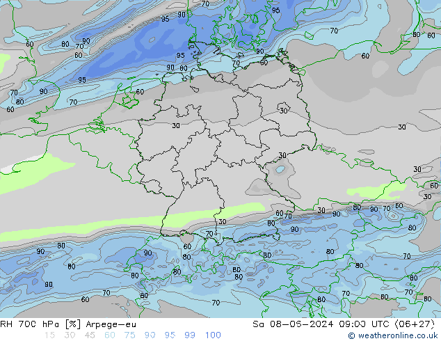 700 hPa Nispi Nem Arpege-eu Cts 08.06.2024 09 UTC