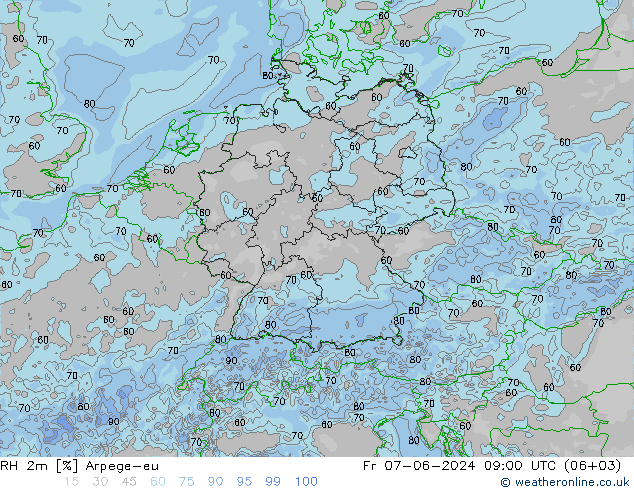 RH 2m Arpege-eu Fr 07.06.2024 09 UTC