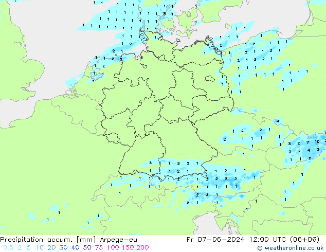 Nied. akkumuliert Arpege-eu Fr 07.06.2024 12 UTC