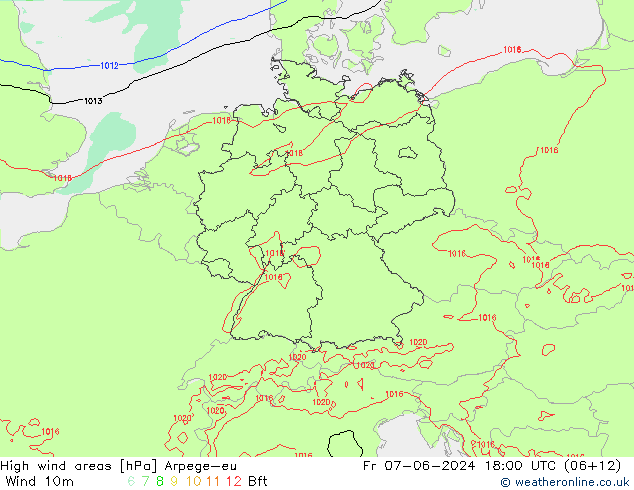 High wind areas Arpege-eu Fr 07.06.2024 18 UTC