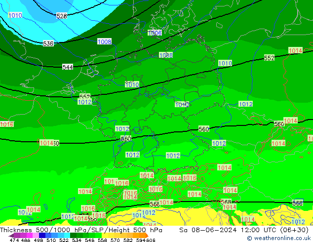 500-1000 hPa Kalınlığı Arpege-eu Cts 08.06.2024 12 UTC