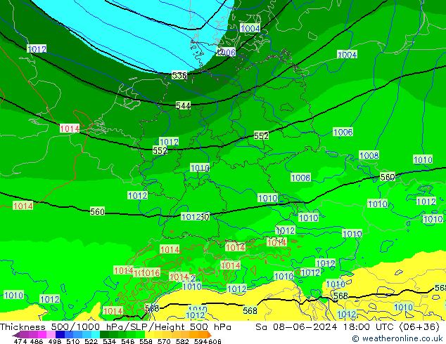 500-1000 hPa Kalınlığı Arpege-eu Cts 08.06.2024 18 UTC