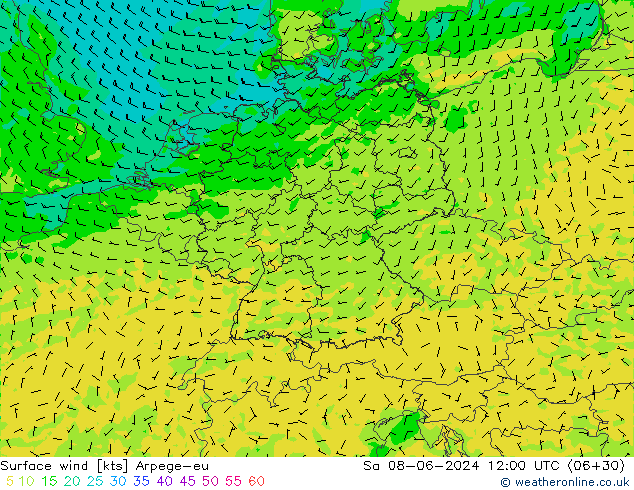 Bodenwind Arpege-eu Sa 08.06.2024 12 UTC