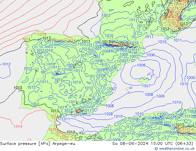 Bodendruck Arpege-eu Sa 08.06.2024 15 UTC