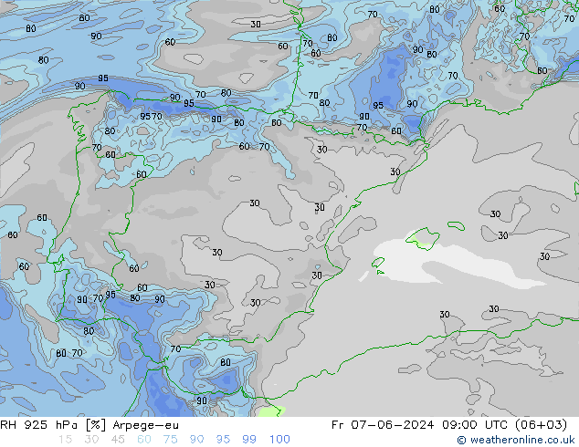 RV 925 hPa Arpege-eu vr 07.06.2024 09 UTC