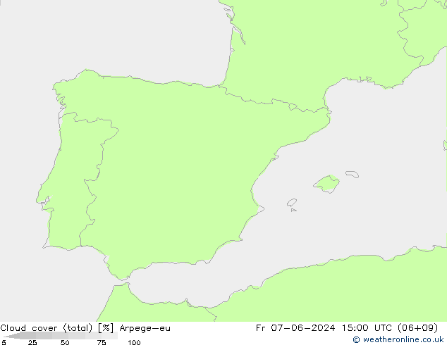 Nuages (total) Arpege-eu ven 07.06.2024 15 UTC