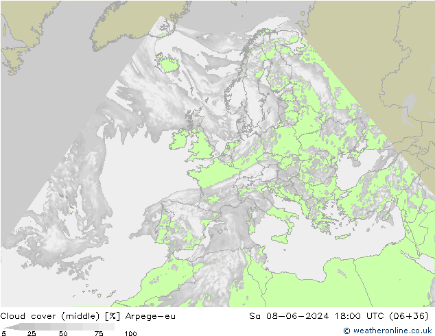 Wolken (mittel) Arpege-eu Sa 08.06.2024 18 UTC