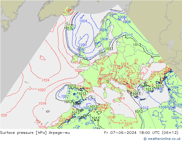 Surface pressure Arpege-eu Fr 07.06.2024 18 UTC