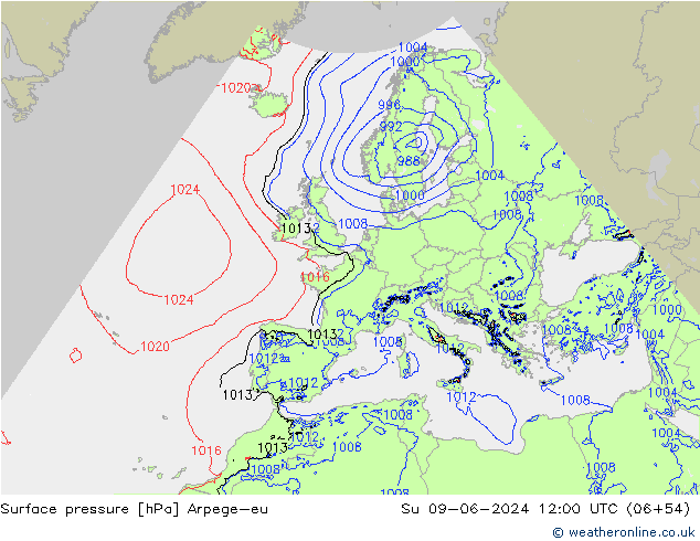 Yer basıncı Arpege-eu Paz 09.06.2024 12 UTC