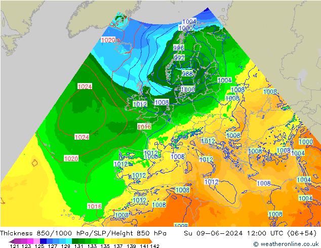 Thck 850-1000 hPa Arpege-eu Ne 09.06.2024 12 UTC