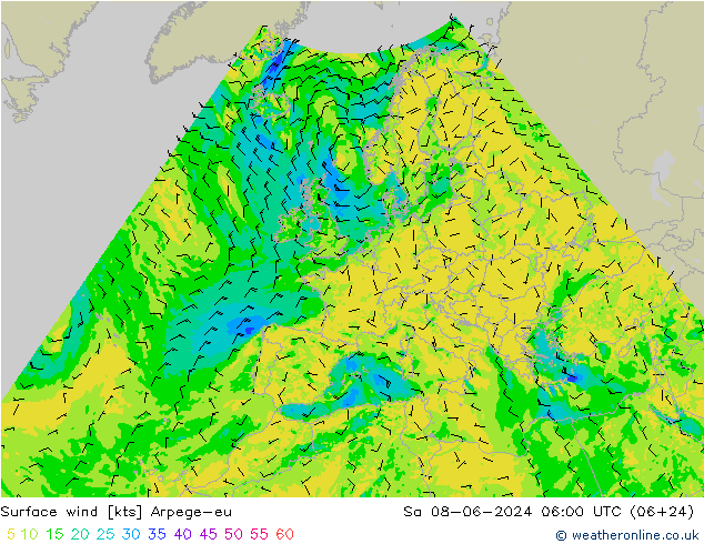  10 m Arpege-eu  08.06.2024 06 UTC