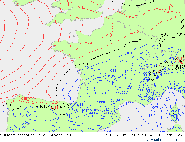 pression de l'air Arpege-eu dim 09.06.2024 06 UTC