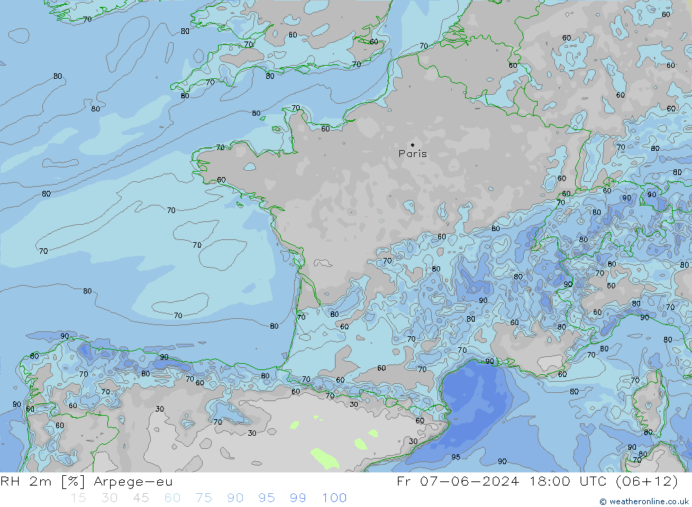 RH 2m Arpege-eu Fr 07.06.2024 18 UTC