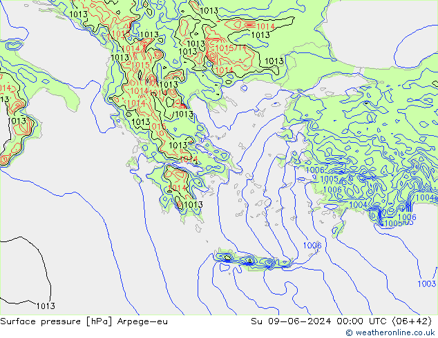 Yer basıncı Arpege-eu Paz 09.06.2024 00 UTC