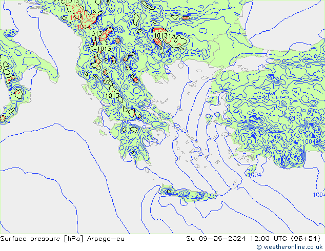 Surface pressure Arpege-eu Su 09.06.2024 12 UTC