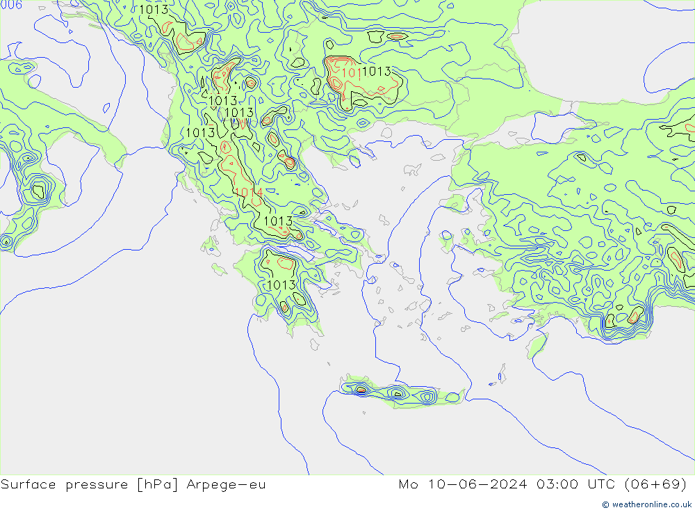 Bodendruck Arpege-eu Mo 10.06.2024 03 UTC