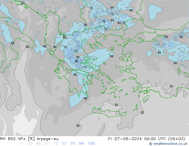 850 hPa Nispi Nem Arpege-eu Cu 07.06.2024 09 UTC