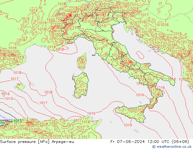 приземное давление Arpege-eu пт 07.06.2024 12 UTC