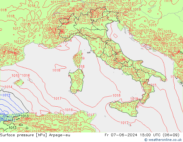 Surface pressure Arpege-eu Fr 07.06.2024 15 UTC