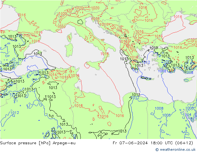 Bodendruck Arpege-eu Fr 07.06.2024 18 UTC