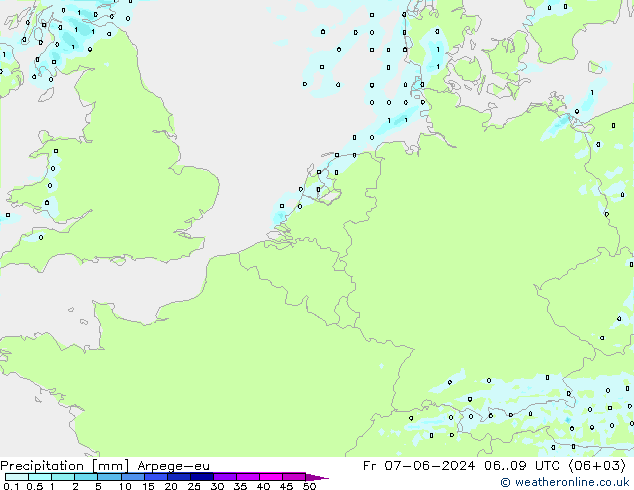 Niederschlag Arpege-eu Fr 07.06.2024 09 UTC