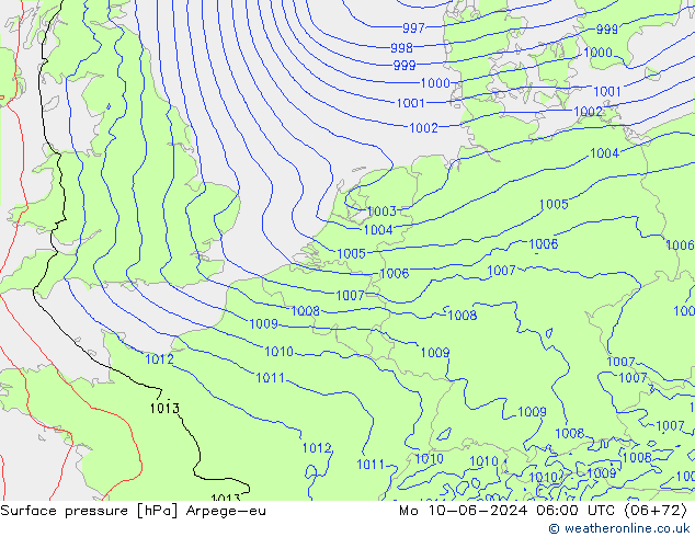 Luchtdruk (Grond) Arpege-eu ma 10.06.2024 06 UTC