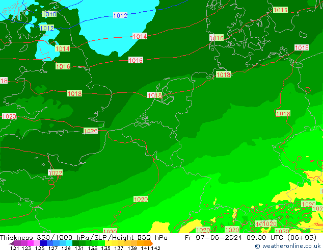 Thck 850-1000 hPa Arpege-eu Sex 07.06.2024 09 UTC