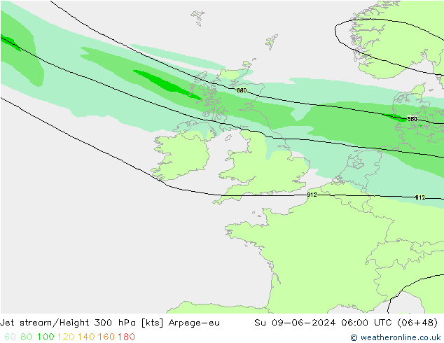 Corriente en chorro Arpege-eu dom 09.06.2024 06 UTC