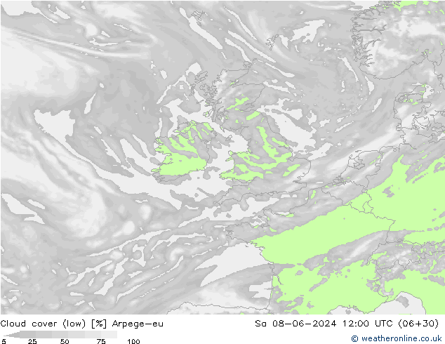 Nubes bajas Arpege-eu sáb 08.06.2024 12 UTC