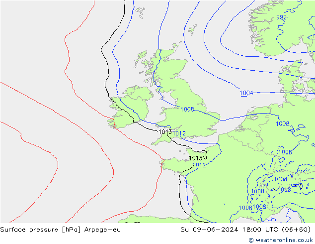 приземное давление Arpege-eu Вс 09.06.2024 18 UTC