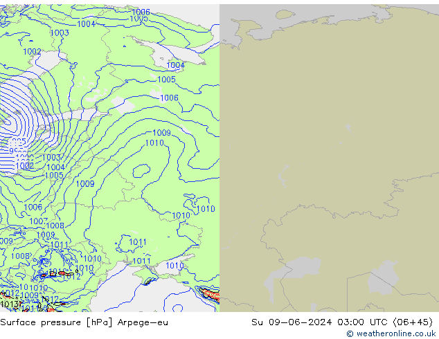 Luchtdruk (Grond) Arpege-eu zo 09.06.2024 03 UTC