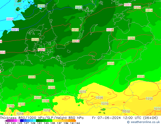 850-1000 hPa Kalınlığı Arpege-eu Cu 07.06.2024 12 UTC