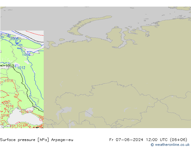 Surface pressure Arpege-eu Fr 07.06.2024 12 UTC