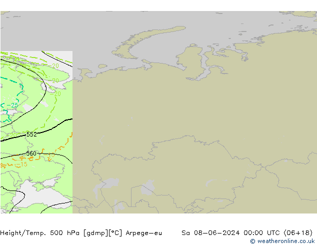 Height/Temp. 500 hPa Arpege-eu sab 08.06.2024 00 UTC