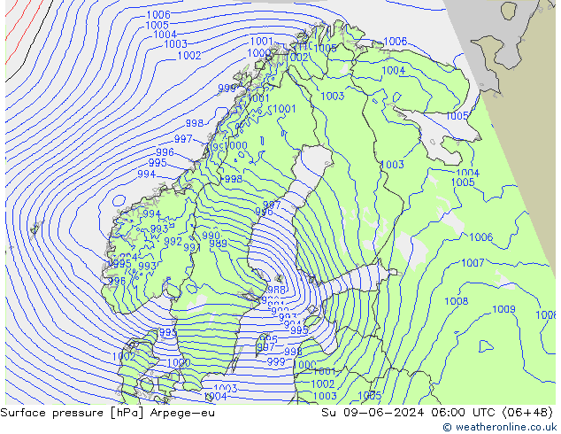 Bodendruck Arpege-eu So 09.06.2024 06 UTC