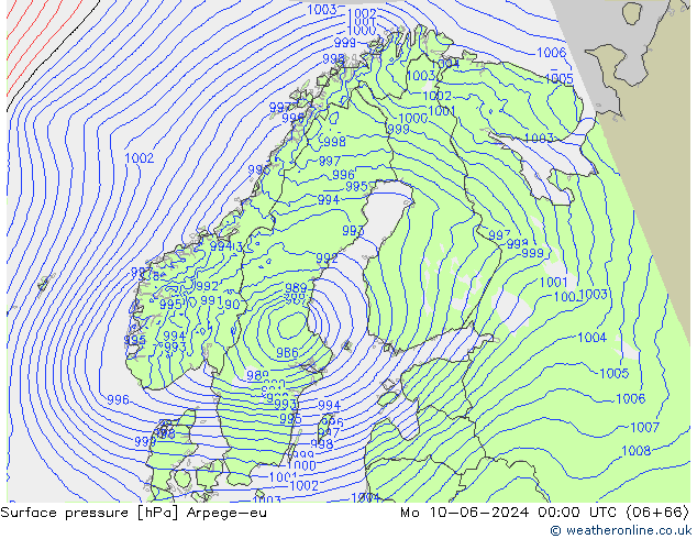 pressão do solo Arpege-eu Seg 10.06.2024 00 UTC