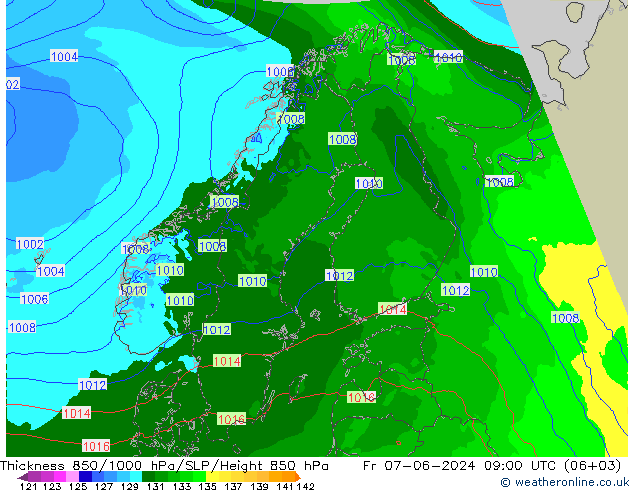 Thck 850-1000 hPa Arpege-eu Sex 07.06.2024 09 UTC