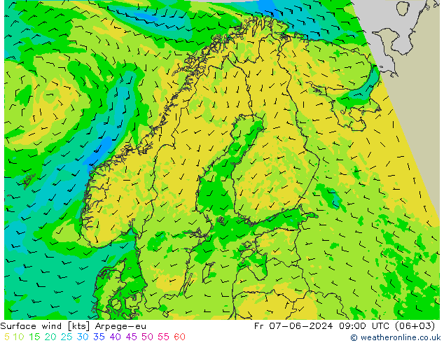 Surface wind Arpege-eu Fr 07.06.2024 09 UTC