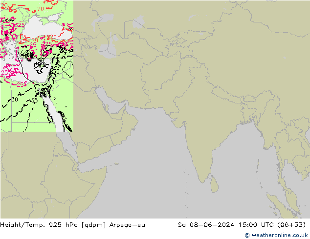 Height/Temp. 925 hPa Arpege-eu Sa 08.06.2024 15 UTC