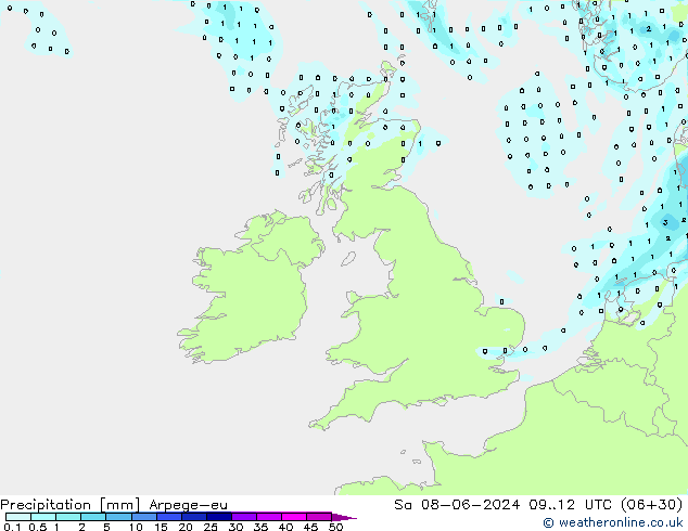 Precipitation Arpege-eu Sa 08.06.2024 12 UTC