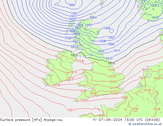 Surface pressure Arpege-eu Fr 07.06.2024 15 UTC