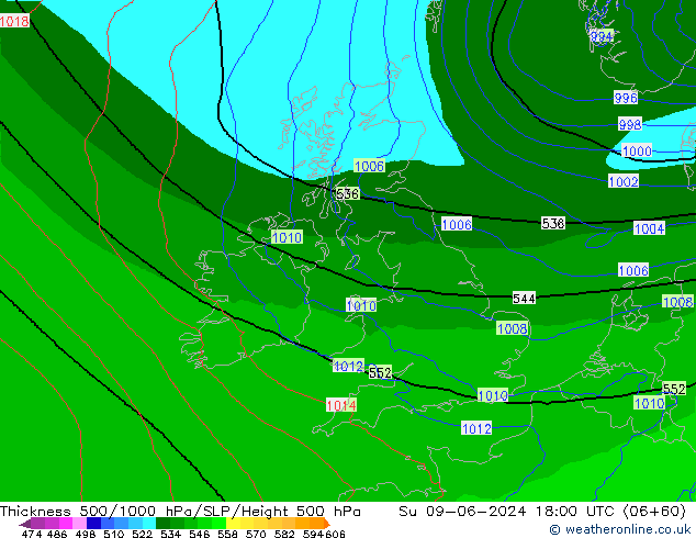 Thck 500-1000hPa Arpege-eu Ne 09.06.2024 18 UTC